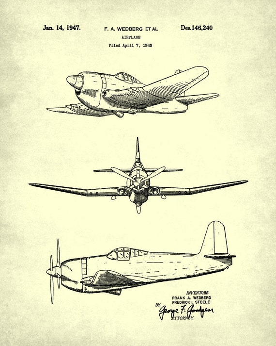 Vintage Airplane Patent Print Aviation Design by ...