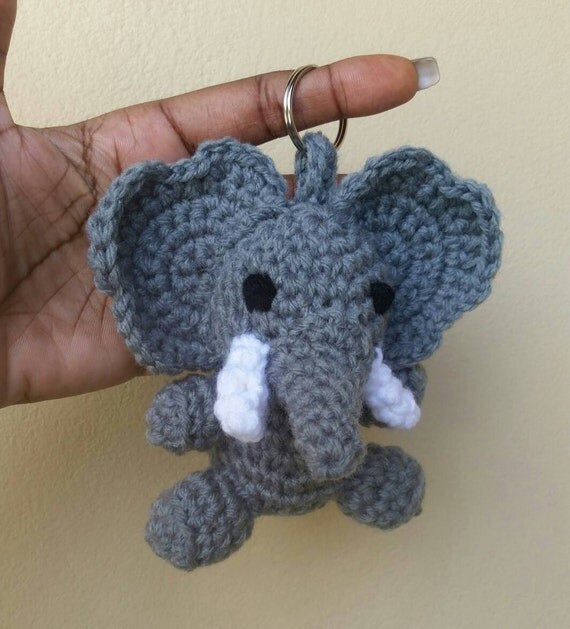 Crochet baby elephant Keychain/keyring. Amigurumi elephant