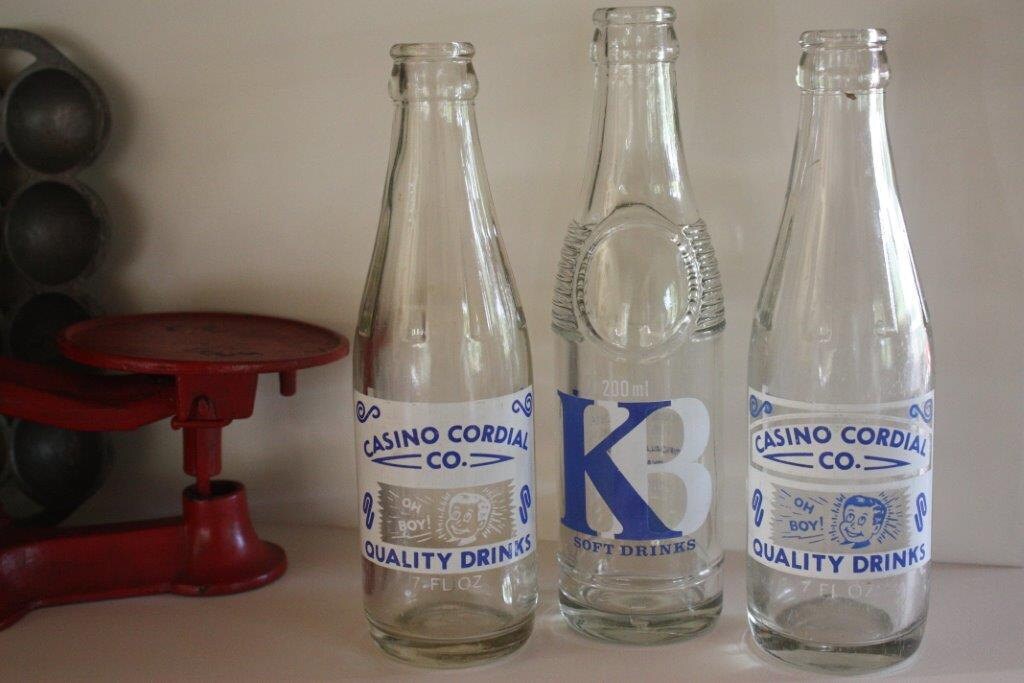 Three Vintage Cordial/ Soft Drink Bottles Casino Cordial Co