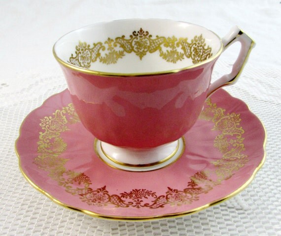 Pink Aynsley Tea Cup and Saucer Vintage Tea Cup Bone China