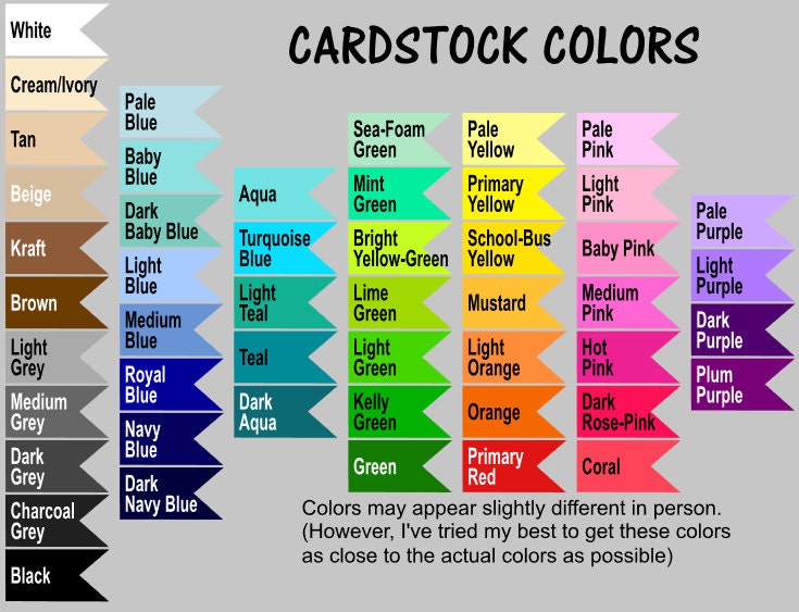 BB Garlands Color Chart by BBGarlands on Etsy