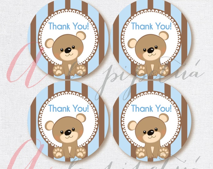 Thank You Favor Tags .Bear tags. Teddy bear tag. Printable bear tag. Bear diy Thank You Tags. Bear Babyshower. INSTANT DOWNLOAD