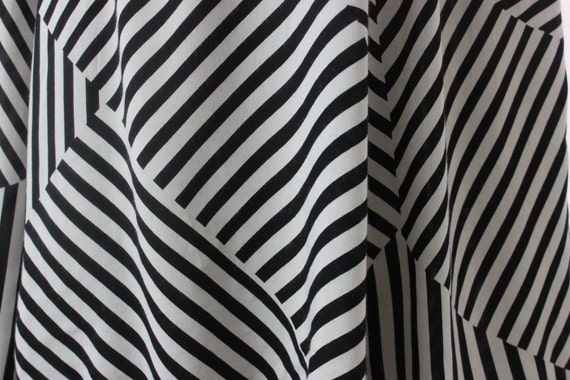 Black White Geometric Stripe Fabric by the Yard Striped