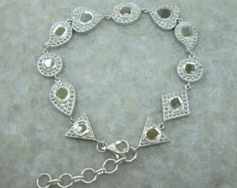 Polki Rose Cut Diamond Slices Bracelet, 925 Sterling Silver