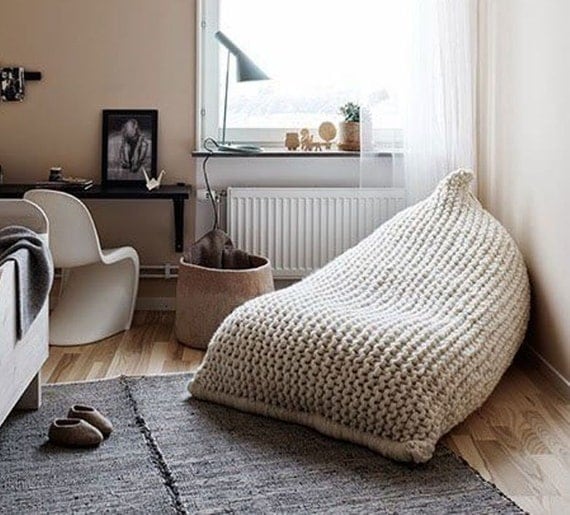 Chunky merino wool White/Cream Knit Adult bean bag / by ...