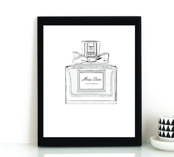 MISS DIOR Perfume Bottle Illustration Digital Instant