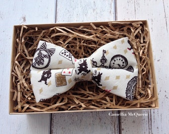 Men's bow tie, boys' bow tie, Alice in Wonderland bow tie