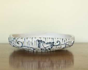 Mid Century Italian Fratelli Fanciullacci Pottery Bowl w/Ivy Detail