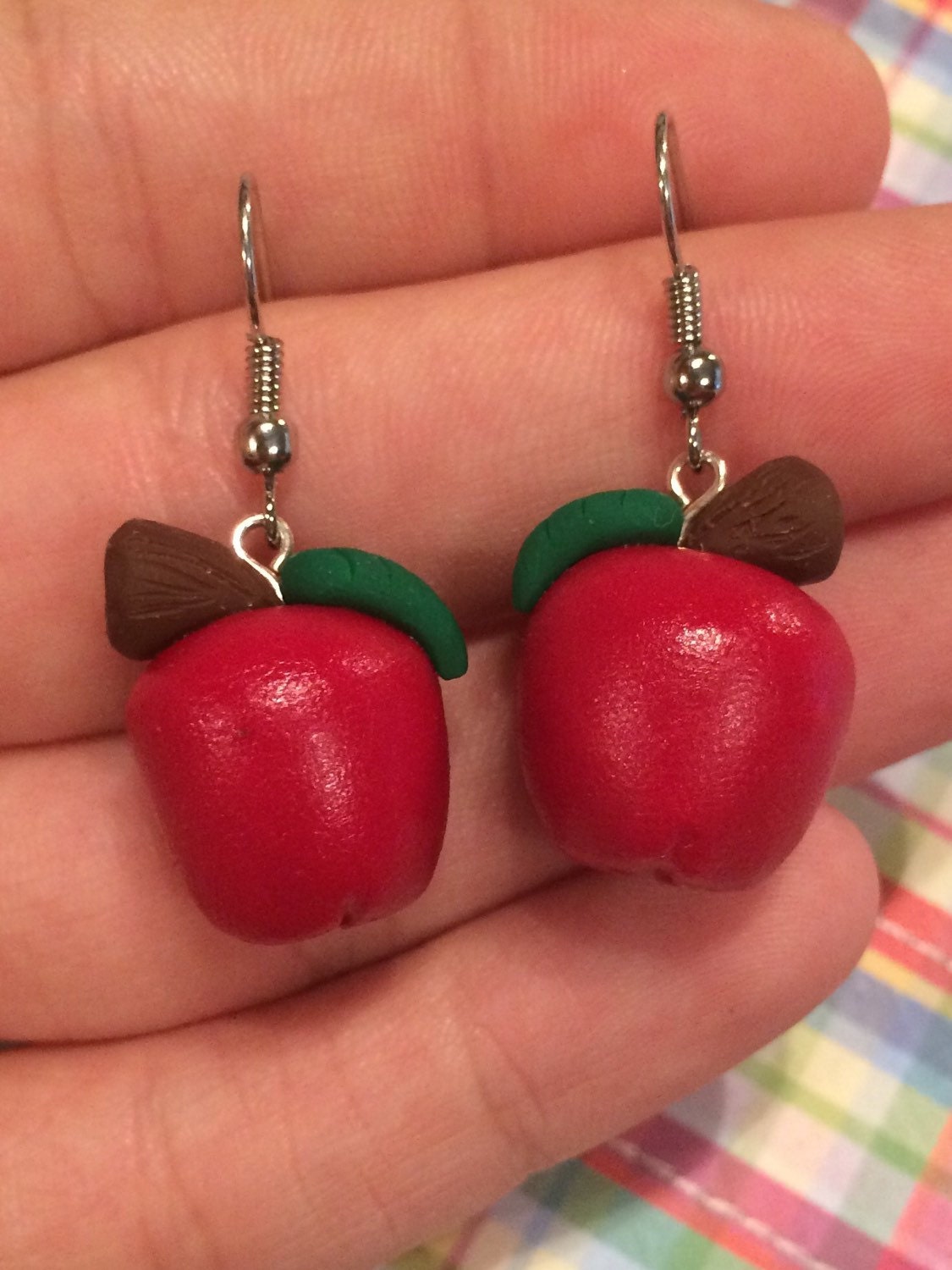 Polymer Apple earrings by JusttheNerdyBits on Etsy