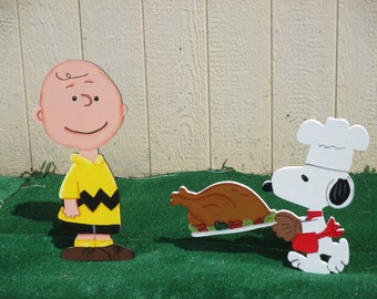 Peanuts Charlie Brown and Snoopy Thanksgiving Yard Signs
