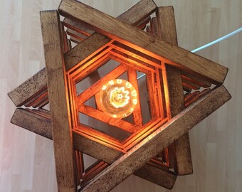 Rustic Floor Lamp Rustic Light Wood Oak Star Shape Handmade Light Rustic Lighting