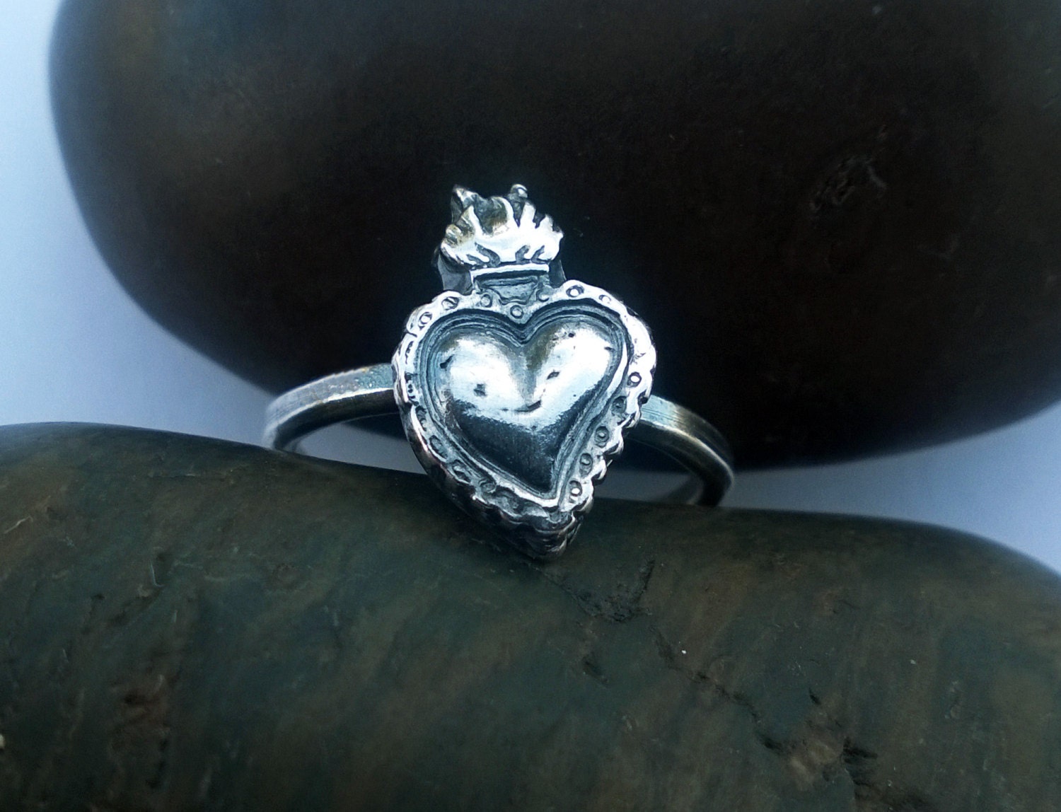 Sacred Heart Ring/ Sacred Heart/ Heart Sacred/ Silver Heart