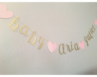 Baby Name Banner - Custom Banner- Baby shower banner- It's a girl, It's a boy banners- baby shower decorations, name banners