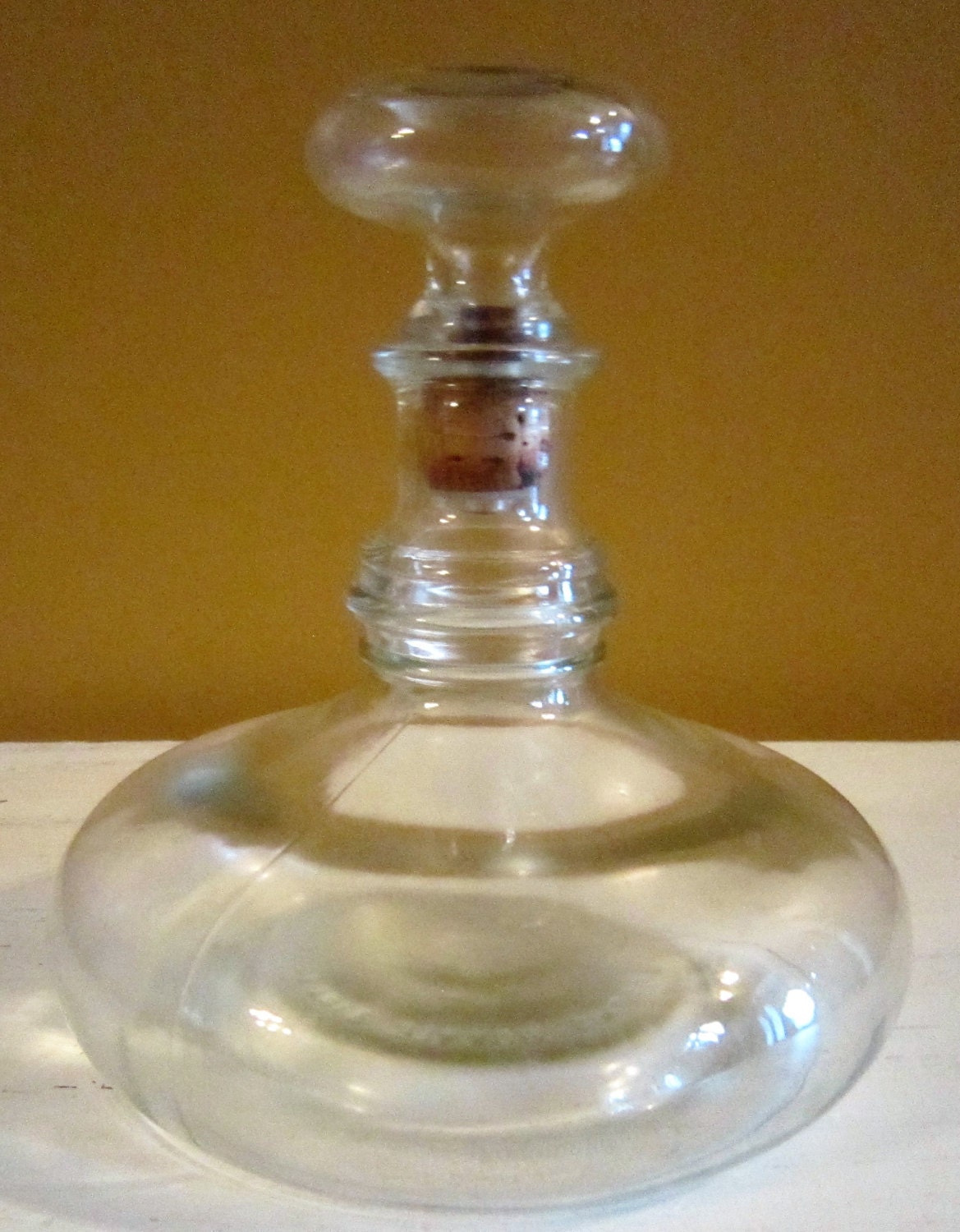 Vintage Whisky Decanter Bottle with Lid Wide Bottom Federal