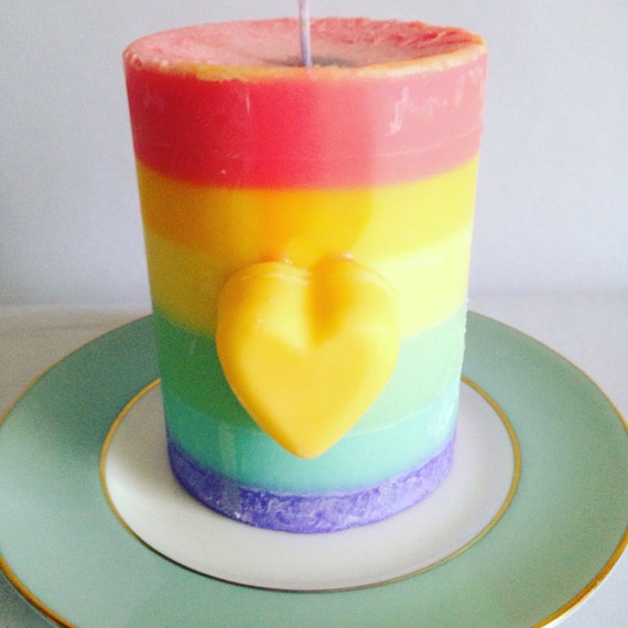 Rainbow candle pride candle pillar candle spectrum gift