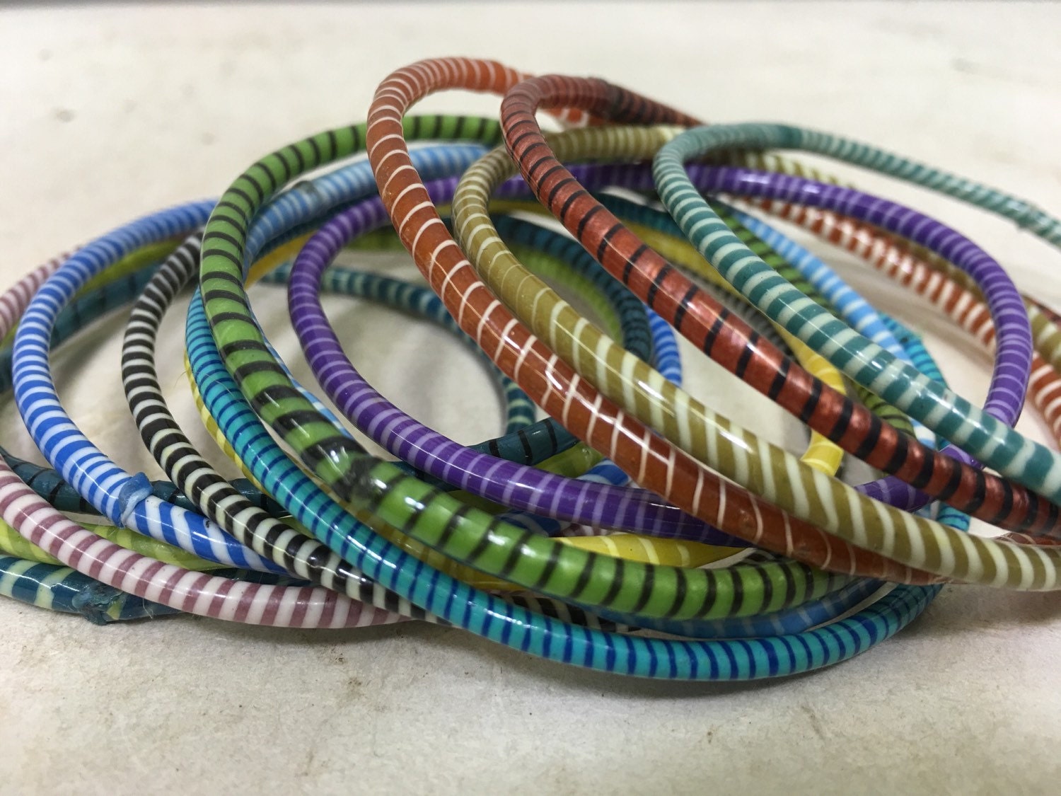 Bracelets African Telephone Plastic Wire Handmade Recycled