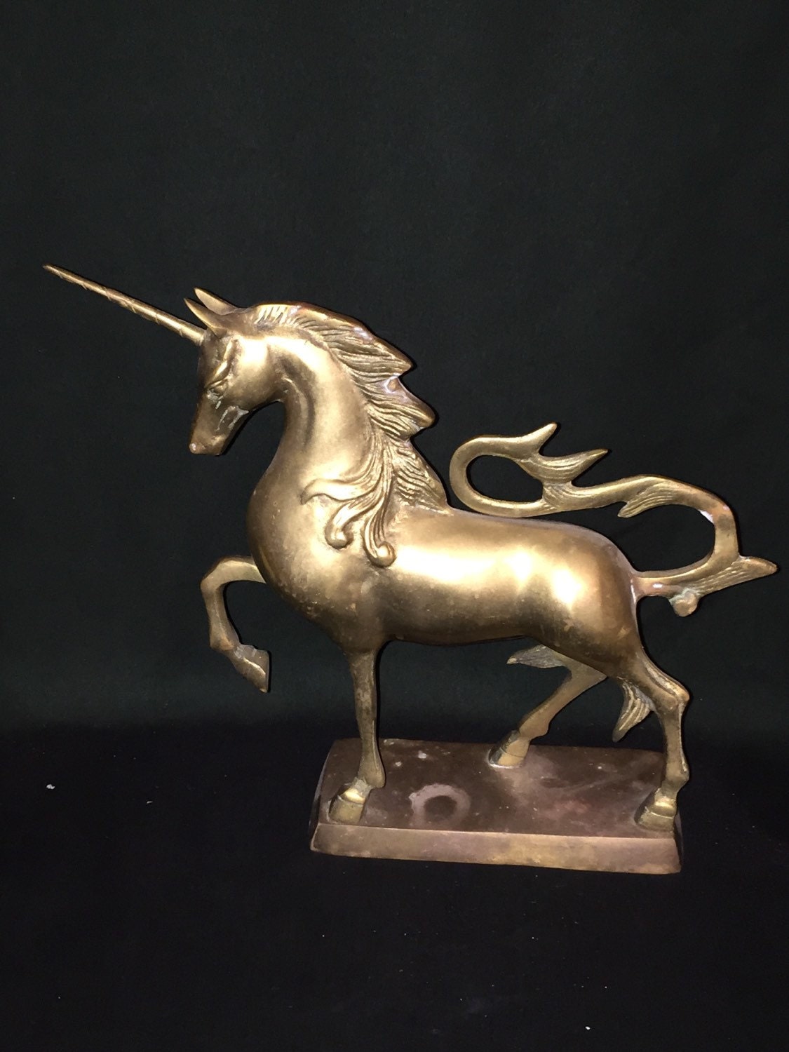 solid brass unicorn figurine