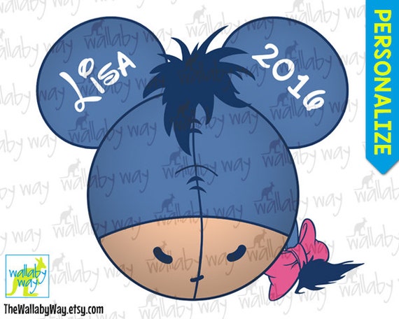 Eeyore Mickey Ears / Head Printable Iron On Transfer or Use as