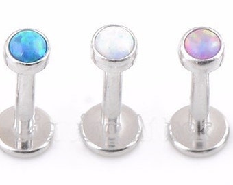 Opal Labret Studs - Body Jewellery 16G - Choice of Opal Colour