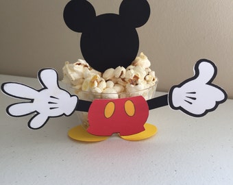Set of 12 popcorn Mickey mouse cups, candy cups, Fruit cups+ 12 pcs Mickey mouse head topper.