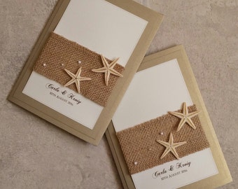 Starfish | Beach | Hessian | Pocketfold | Wedding Invitation