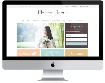 Ecommerce Wordpress Theme / Genesis Child Theme / Woocomerce Theme / Marion Theme / Gold Coral Mint / Responsive Feminine Website /