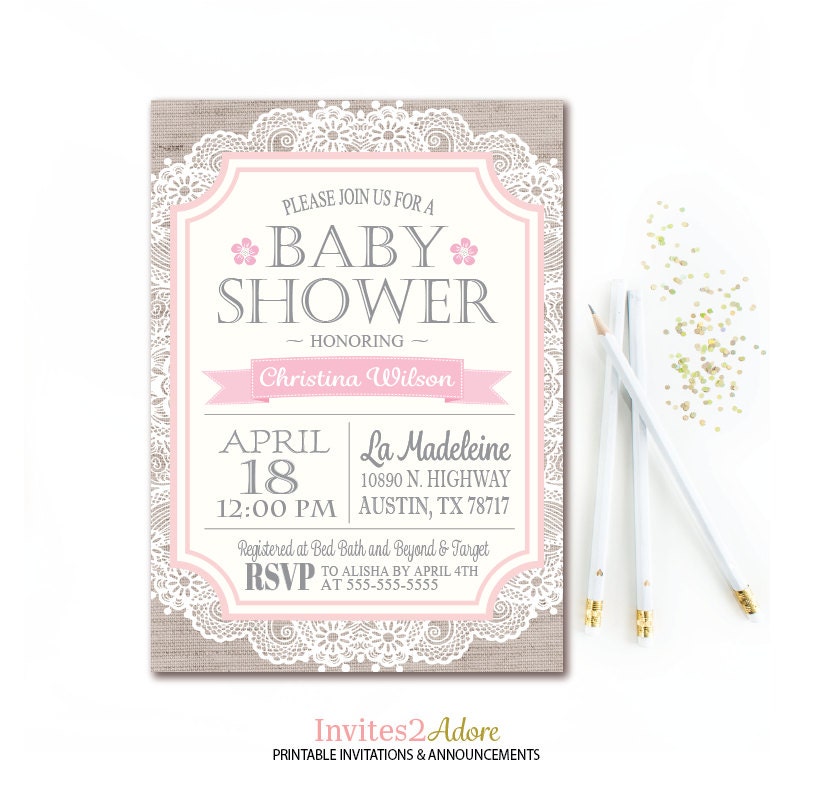 Burlap Baby Shower Invitations 9