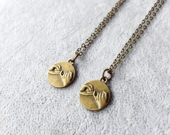 Pinky promise necklace,couple necklace,best friend necklace for 2,friendship necklace for 2,BFF necklace,His And Her necklace,Pinky Swear