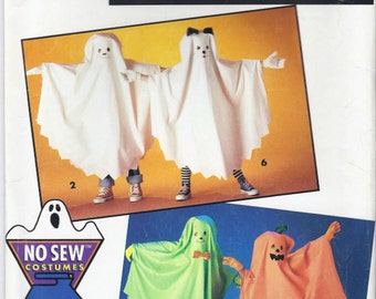 No Sew Ghosts costumes pattern in Boys' and Girls' sizes S-L Simplicity 0677/8648 UNCUT & FF (1993) K0788