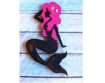 Wooden Mermaid Wall Art mermaid wood cutout | etsy Wooden Mermaid Wall Art mermaid wood cutout | etsy