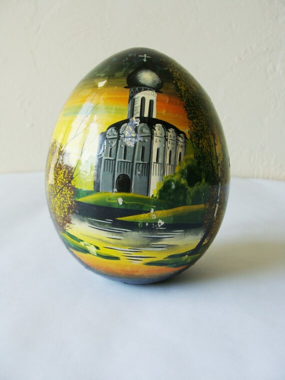 Easter Egg Big Russian Icon Egg Handpainted Collectible Wooden