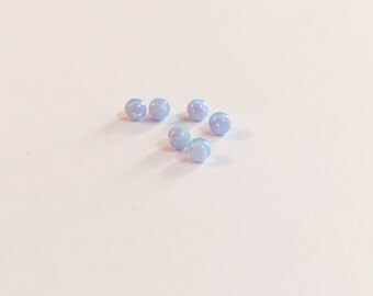 Tiny Opal Beads 3mm, 25pcs Opal Loose Beads Blue, Opal beading supplies, Opal balls, Jewelry supplies, Synthetic opals, Lab created opals