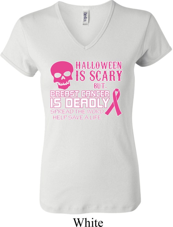 Ladies Breast Cancer Awareness Shirt Pink Halloween Scary