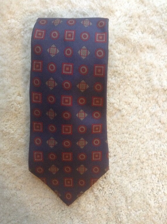 Dark Brown Silk Man tie with Circles & Squares / Designer