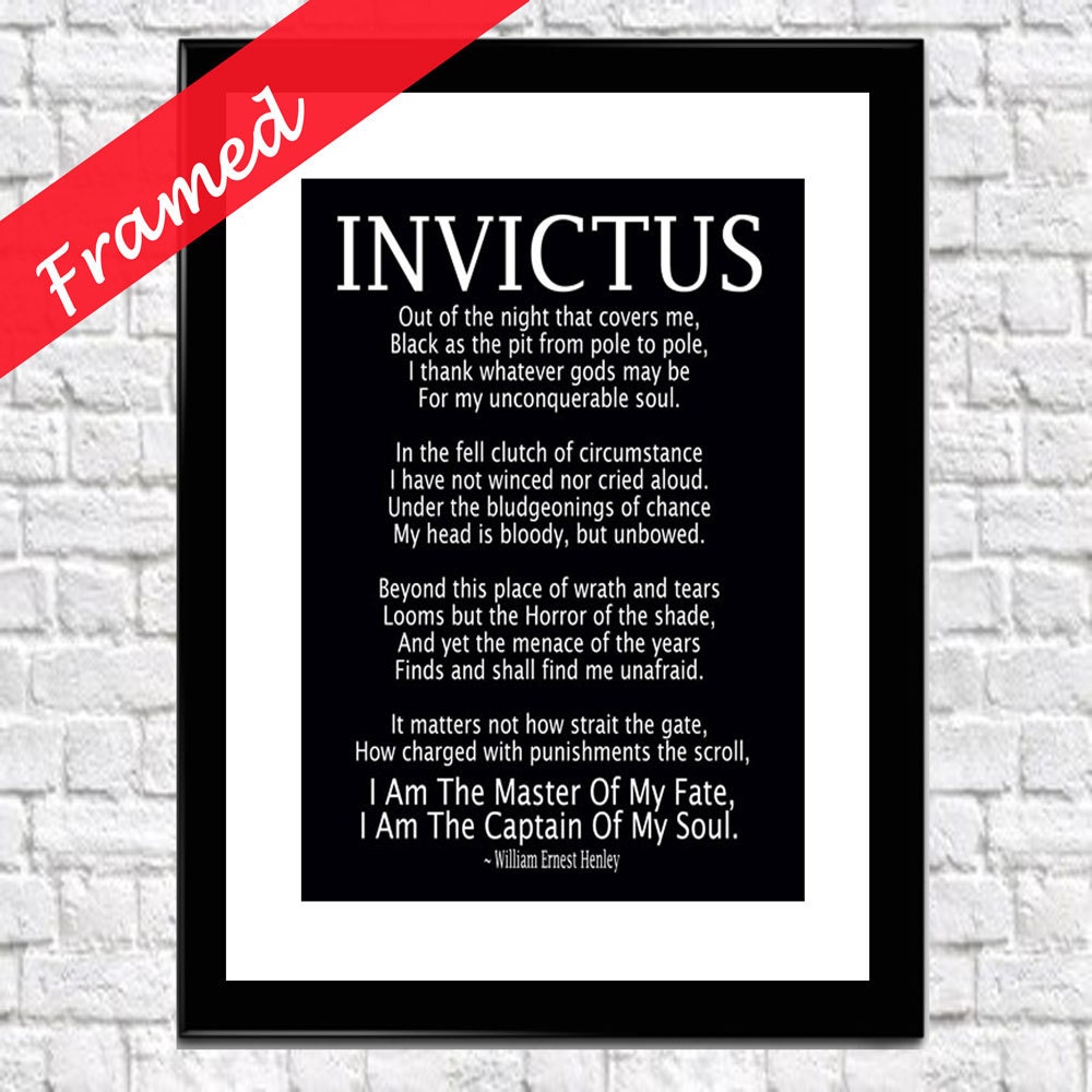 Invictus Poem Framed Art Print By William Ernest Henley