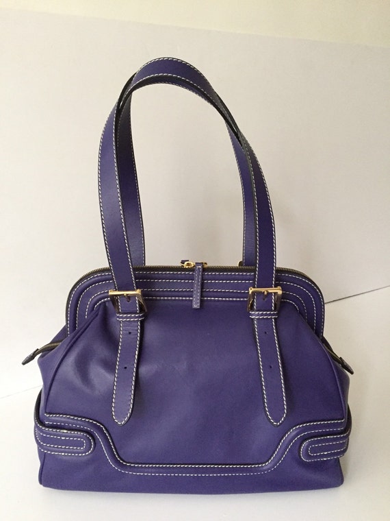 Leather tote Purple leather bag Leather tote bag Leather
