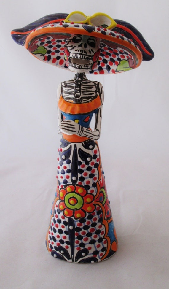 Day of the Dead Talavera Catrina Figurine Dia de los Muertos