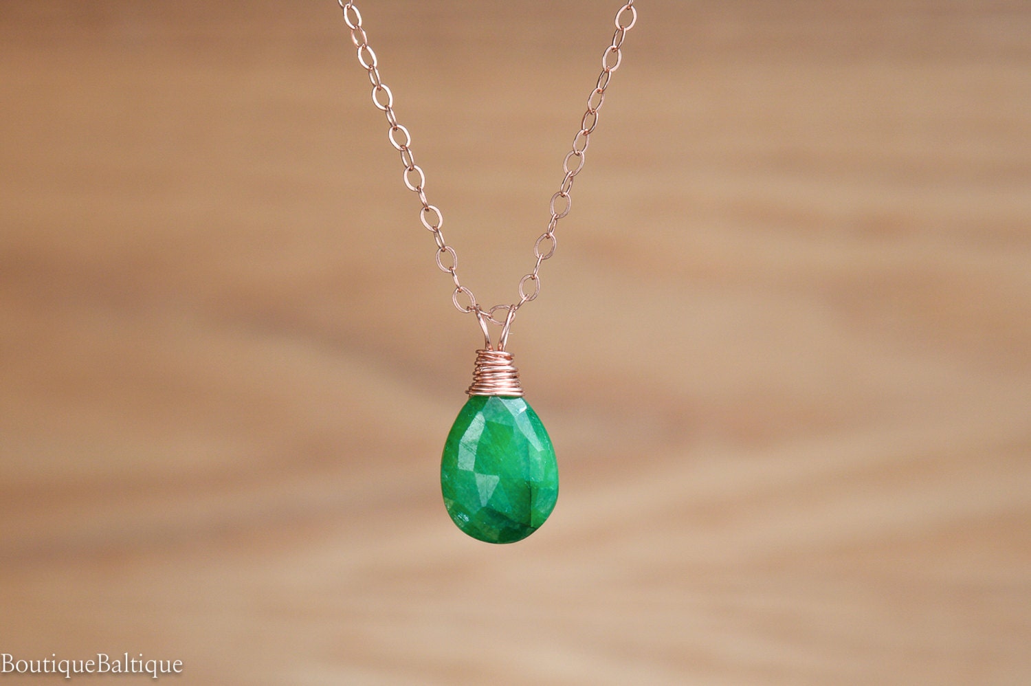 Natural Emerald necklace Genuine Emerald Pendant Green Drop