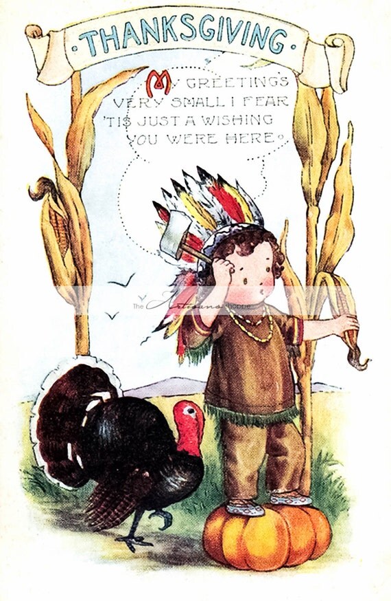 Printable Art Instant Download Vintage Thanksgiving Native