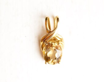 Estate 10k Yellow Gold Yellow Citrine Pendant