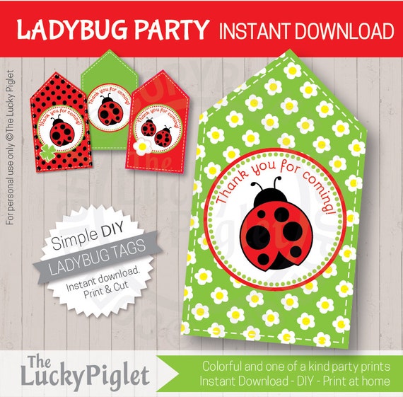ladybug tags printable ladybug labels thank you by theluckypiglet