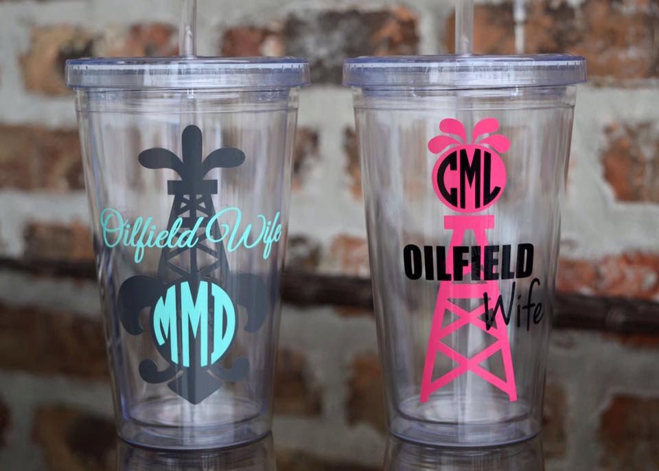 Personalized Tumbler Cup Senior Monogram Oilfield