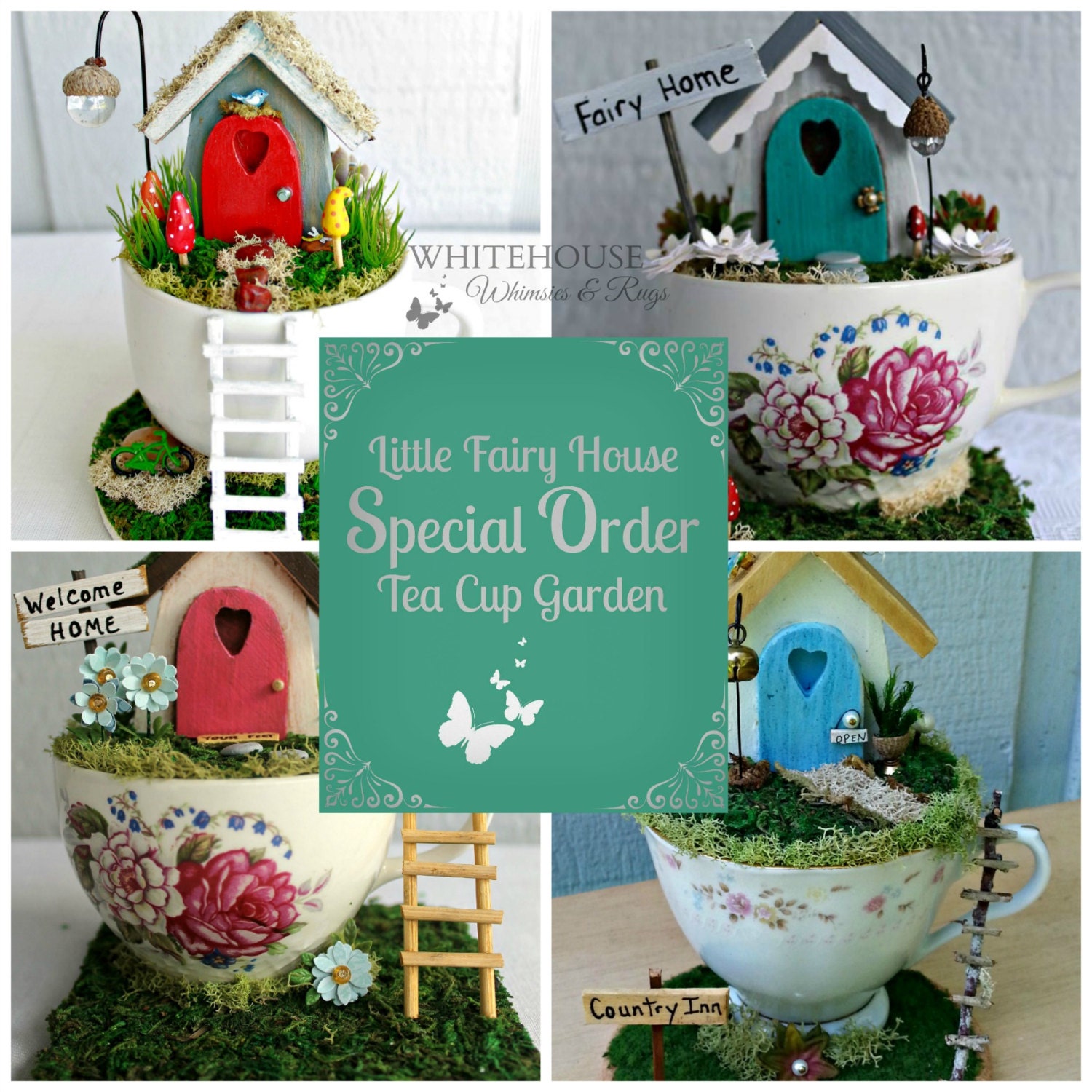 Tea Cup Fairy Garden House Custom Made/fairy garden