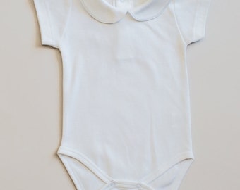 Peter pan collar onesie-peter pan collar bodysuit-white-pima cotton- short or long sleeves-personalized onesie- girl onesie- boy onesie-Top