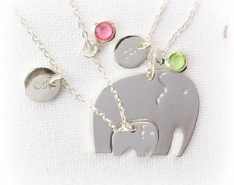 Mother and daughter elephant necklace, mother daughter necklace, elephant necklace, gift for mum, mum gift, mum and daughter necklace,