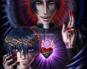 Sebastian Michaelis & Ciel Phantomhive Art Print "Take Me To Chruch" Original Art