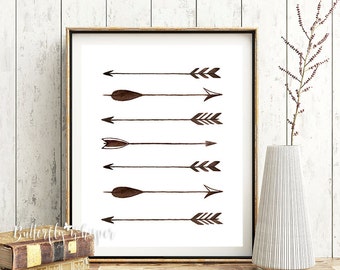 Boho printable watercolor feathers wall art print Hippie wall