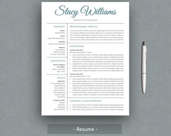 Creative Resume Template for Word | Simple Resume Template | Printable Resume with Cover Letter| Professional Design | Instant Download