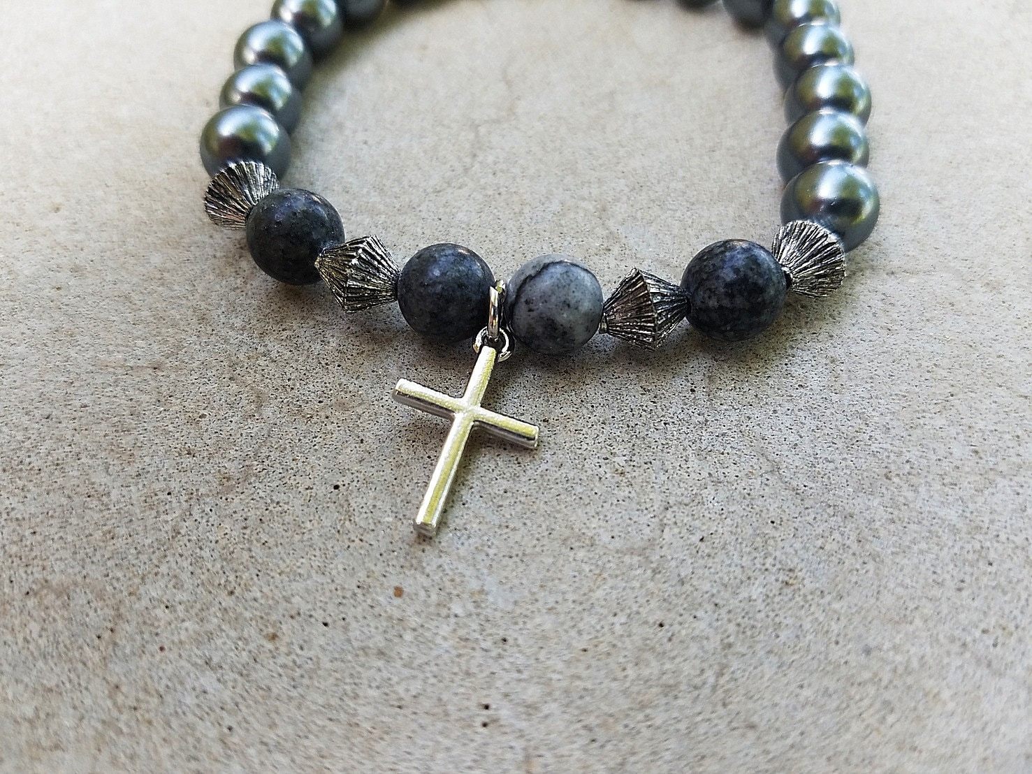 Men's Beaded Bracelet Spirit Cross Bracelet by FreestyleHeart