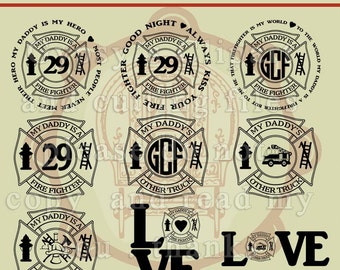Fireman Daddy, Children Fireman, Fireman Monogram, Firefighter SVG, Logo, Fireman symbols , Cutting Files, Vinyl, Vector, Fireman Family